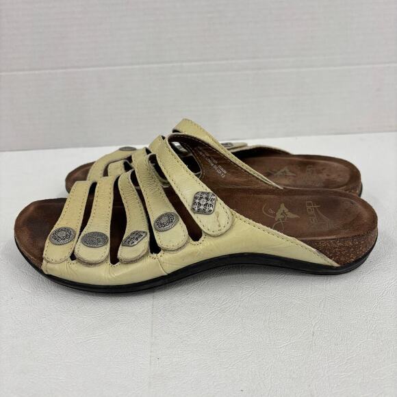 Dansko Janie Slide Sandals Size EU 38 Leather Light Beige Adjustable Strappy - Picture 3 of 10